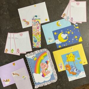Upcycled Care Bears 16 piece stationary set with journal